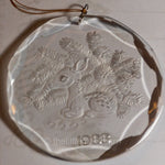 Baby Deer Lying in Evergreens. In Round Shape scalloped Edges , Vintage 1983 Acrylic Ornament