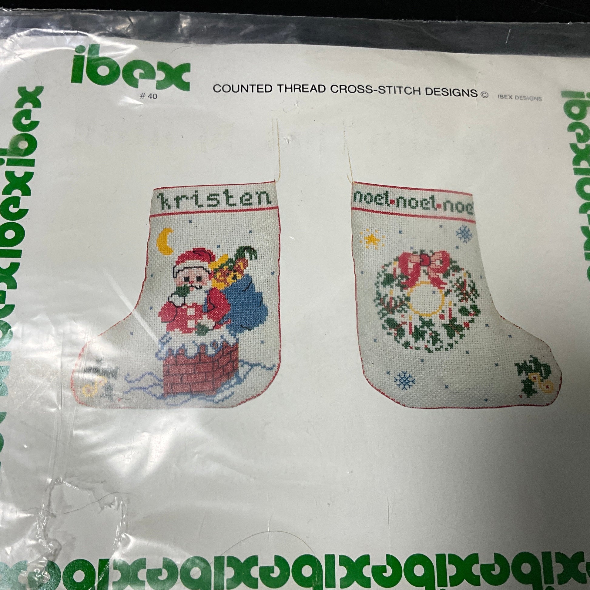ibox counted c ross stitch designs stocking patterns fabric & floss included