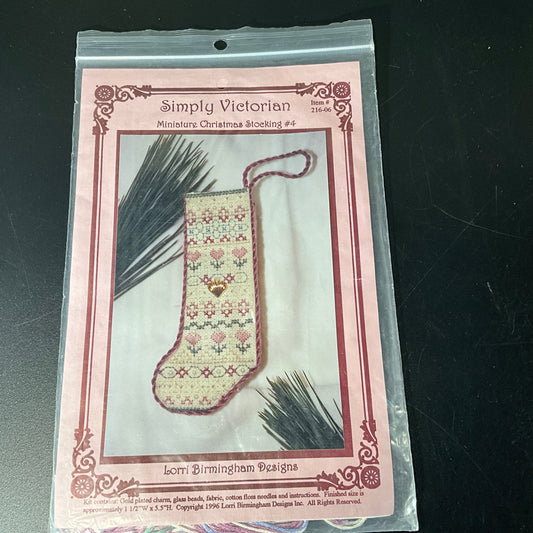 Lorri Birmingham Designs Simply Victorian Miniature Christmas Stocking #4 Item # 216-06 cross stitch kit