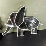 Large leaded stained glass elephant vintage collectible wall/window hanging on chain 11 by 8 inches