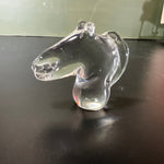Crystal clear glass horse head 2 inch miniature vintage figurine collectible