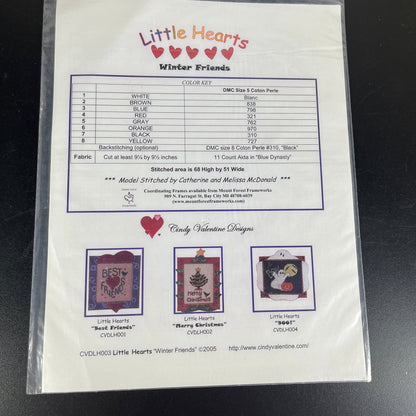 Little Hearts set of 2 Merry Christmas & Winter Friends cross stitch for kids