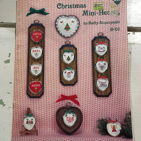 Christmas Mini-Hearts by Kathy Stopczynski for counted cross stitch, vintage hard to find