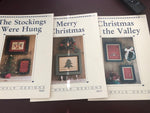 Blue Whale Designs, Set to 3, The Stockings Were Hung, Merry Christmas, Christmas in the Valley, Vintage 1994-95, Cross Stitch Patterns