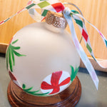 Peppermint Candy, Hand Painted, red, white and green, Glass Ornament