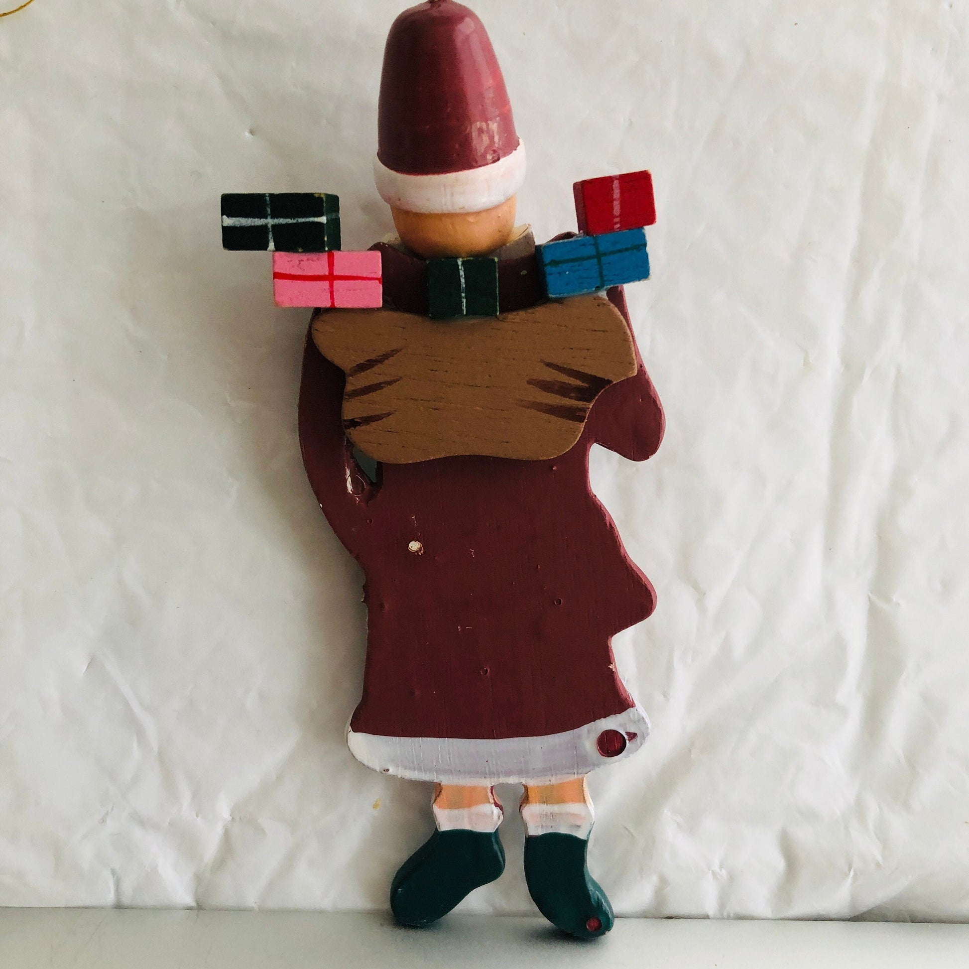 Tall Santa, Vintage Wooden Ornament