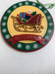 Santas Sleigh Full of Presents, &quot;Happy Holidays&quot; Vintage, Resin, Christmas Tree Ornament