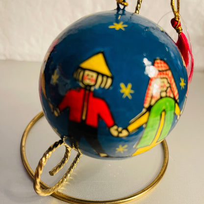 Around the World, Painted Round Ball Christmas Tree Ornament