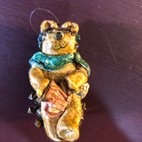 Knitting Bear Sitting On A Pine Cone Vintage 1988 Christmas Ornament