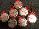 Set of 7 Coca Cola Bottle Cap Ornaments, Coke Bottle Cap, Vintage, Christmas, Ornament
