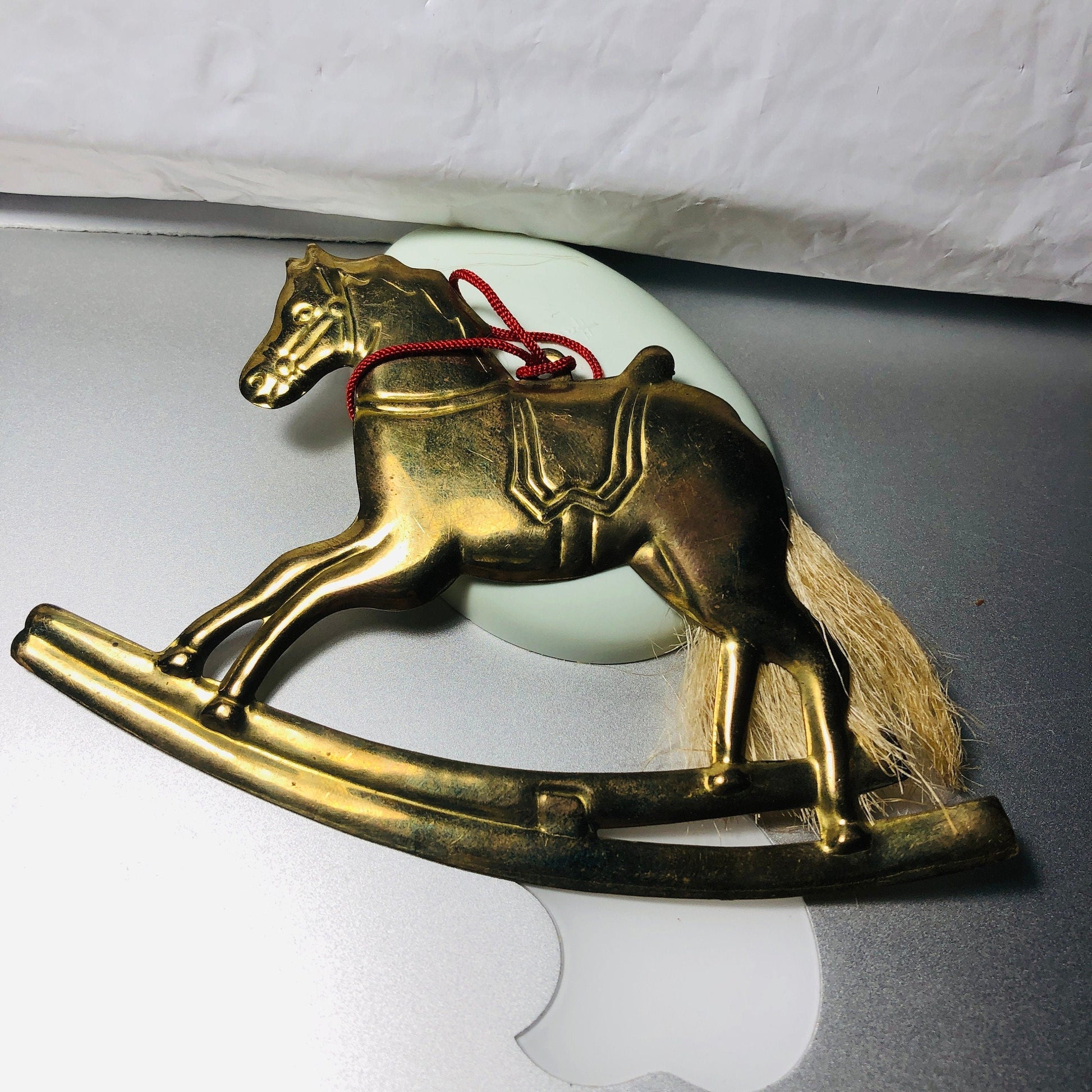 Dept. 56, Brass Rocking Horse, Vintage Christmas Ornament, Hong Kong