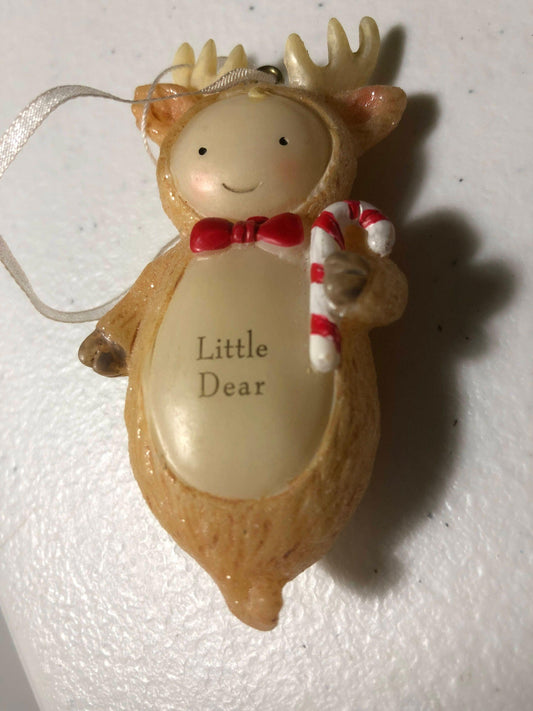 Little Reindeer with Candy Cane, Vintage Christmas Ornament