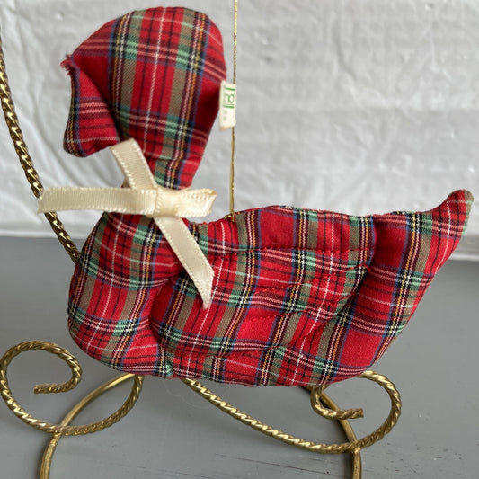 Schmid Quilted Plaid Fabric Duck 377-004 Vintage 1984 Christmas Ornament