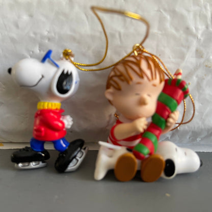 Peanuts Snoopy & Linus Charles Schultz Pair of Christmas Ornaments