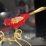 Avon Ravishing Red and Gold Sequin Bird Vintage Clip On Christmas Tree Ornament