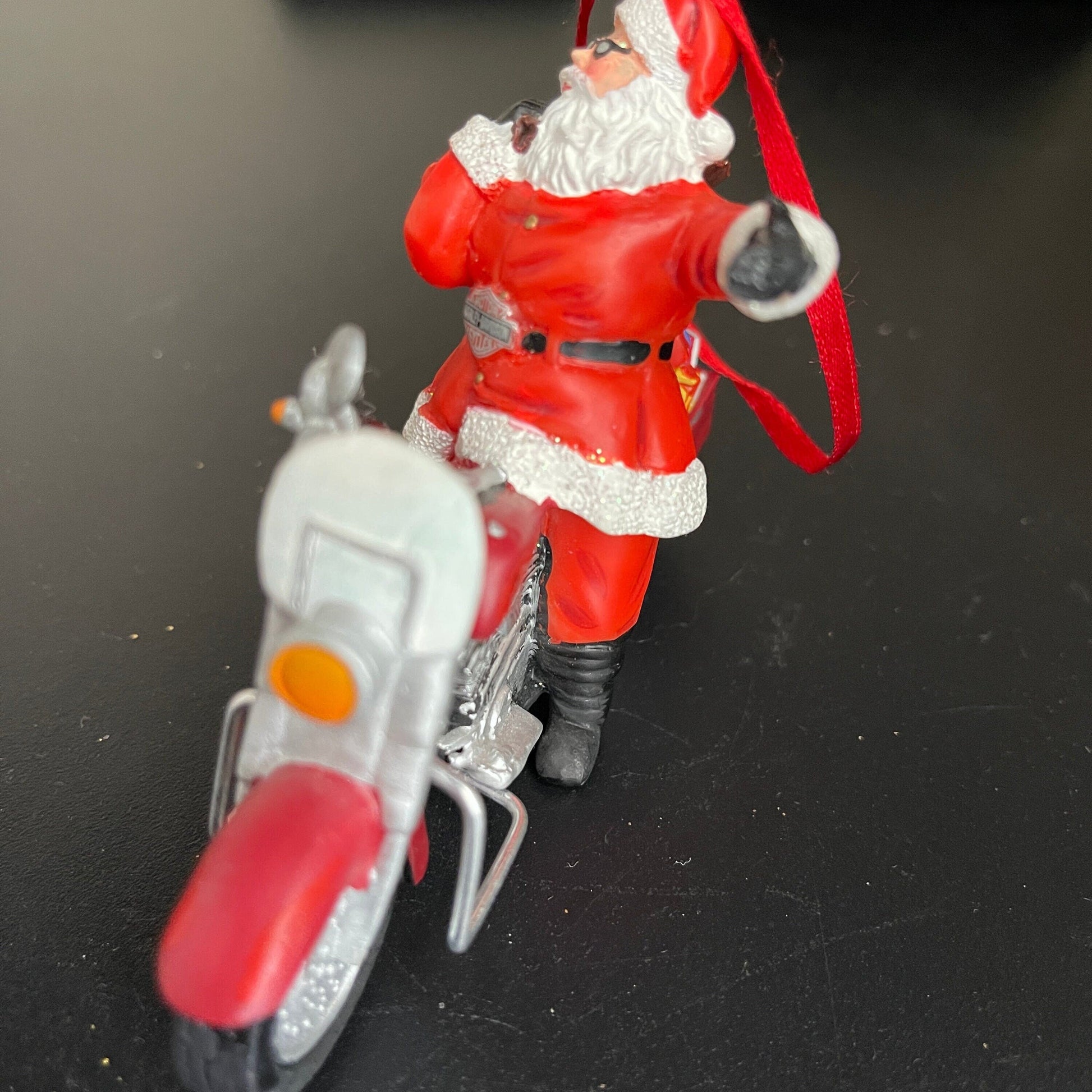 Sensational Santa Clause Riding a Motorbike vintage collectible Christmas ornament