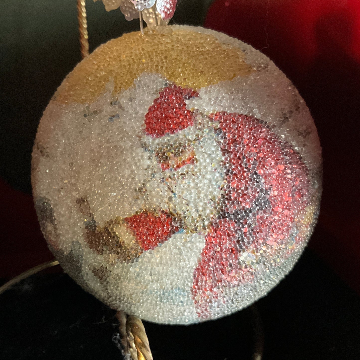 Charming Christmas scene frosted ball ornament