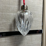 Handsome heavy crystal clear cut glass candle flame shaped Christmas ornament