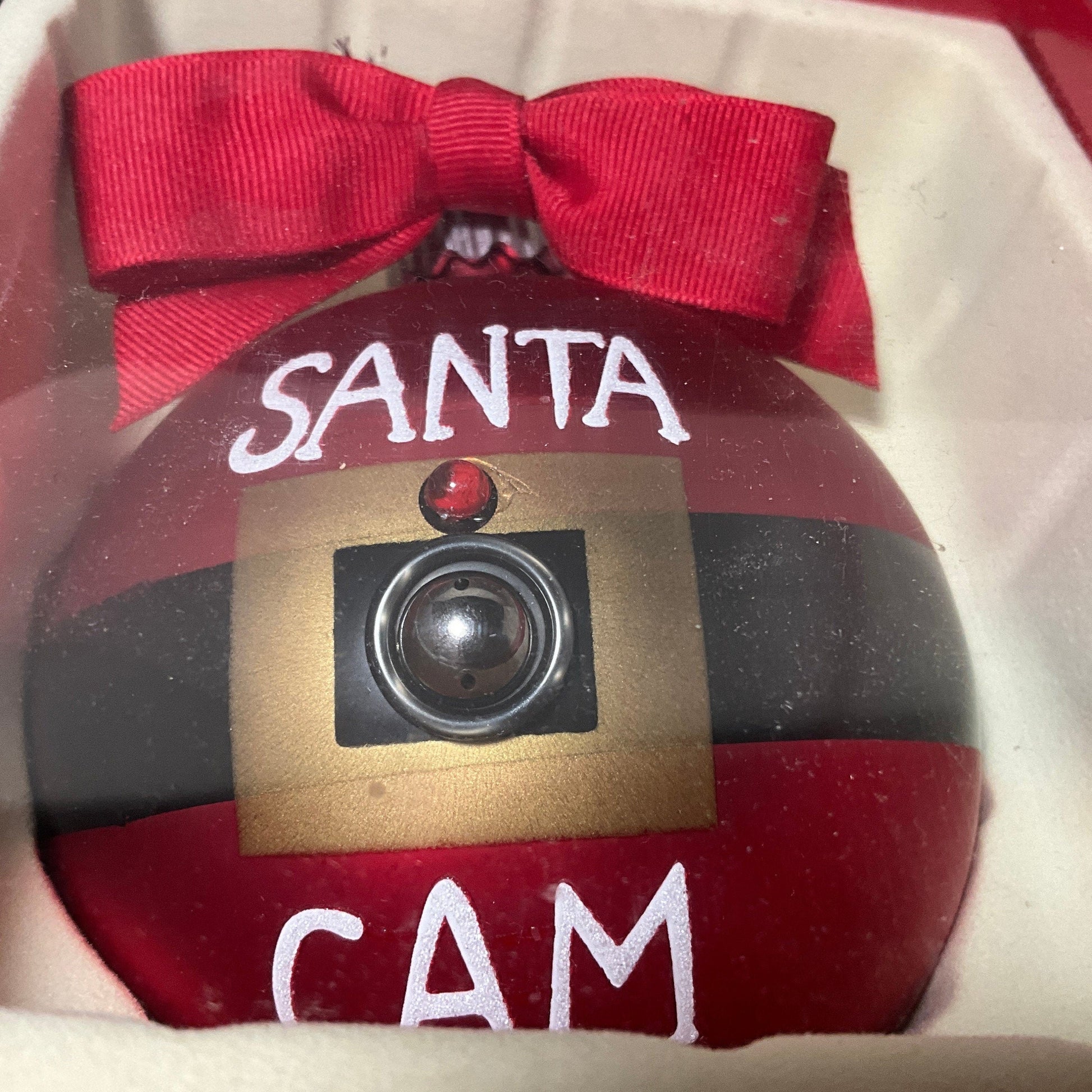 Dennis Post Unlimited Big Red Santa Cam Christmas ball ornament