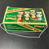 Trim-A-Tree Musical Kids 1 as Santa with beard & 3 playing instruments vintage wooden ornament set