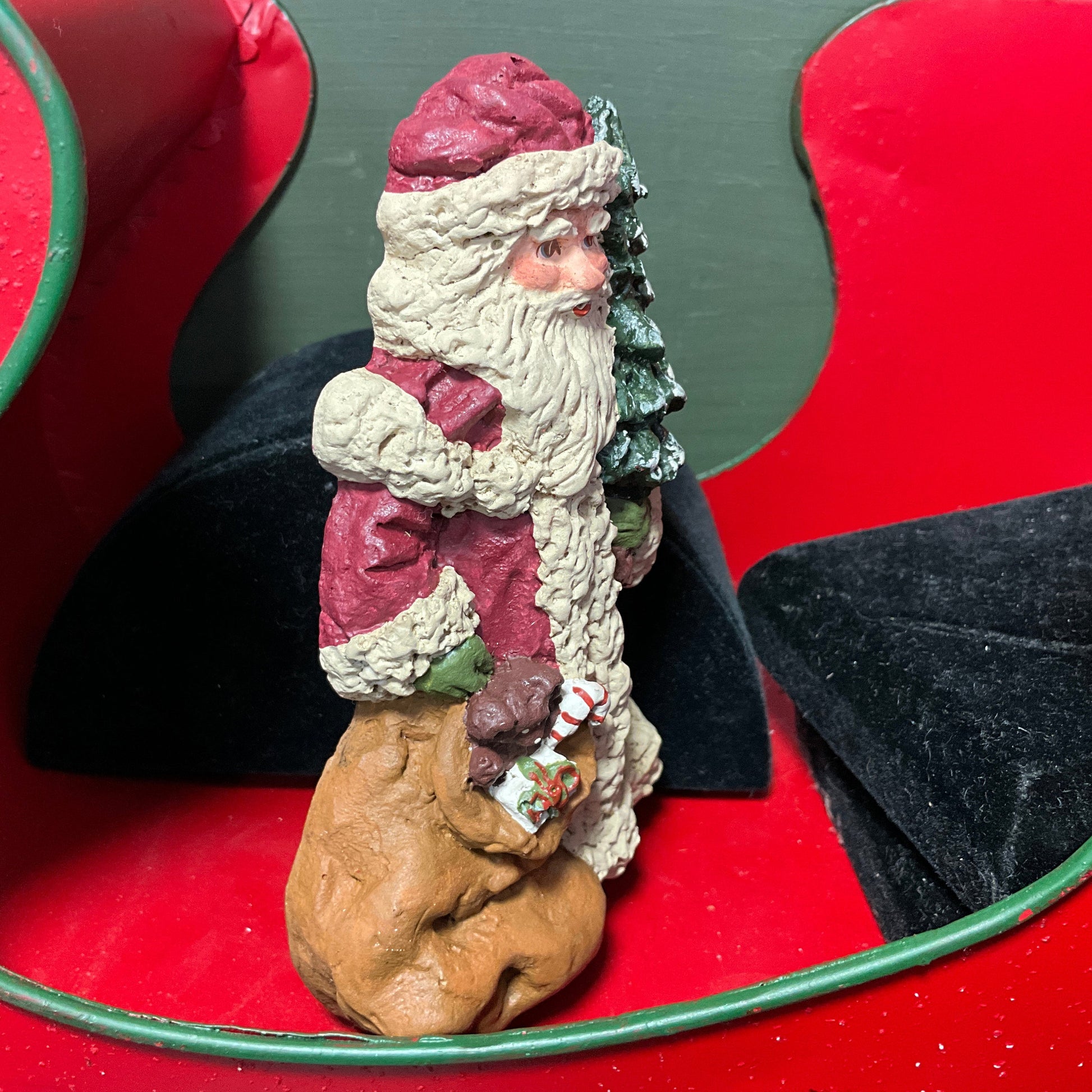 June McKenna Collectibles 1982-1988 Santa Claus with his sack and Christmas tree ornament