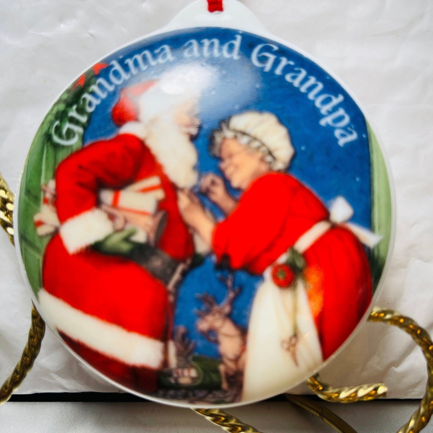 Grandma and Grandpa, Christmas Starts with Loving Hearts, Dated 1994, Christmas Ornament