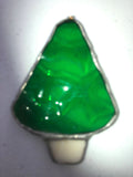 Stained Glass Little Christmas Tree in White Pot, Vintage, Ornament