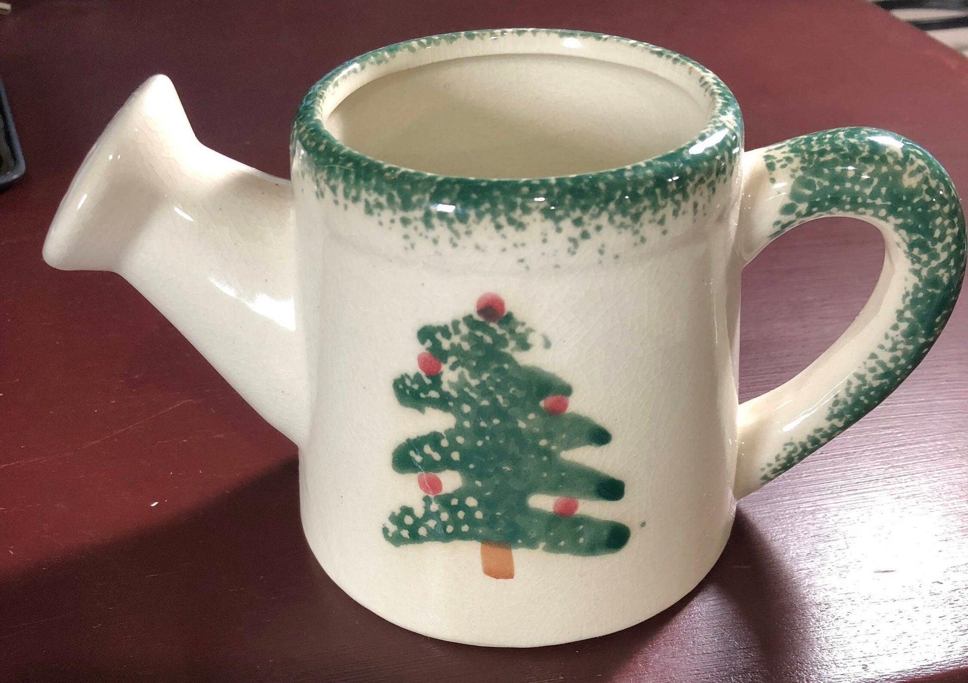 Hermitage Pottery Christmas Tree Vintage 1996 Spongeware Sprinkling Can