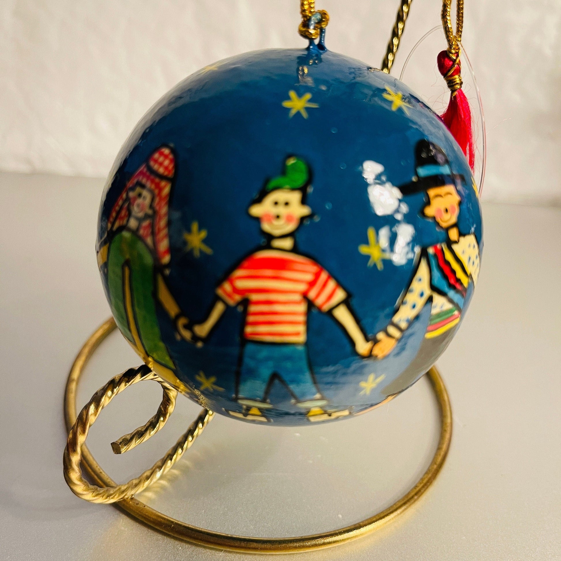 Around the World, Painted Round Ball Christmas Tree Ornament