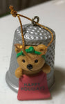 Avon Gift Collection, Merry Christmas Cutie, Thimble Teddy, Vintage Christmas Ornament