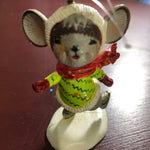 Ice Skating Mouse, Vintage Molded Christmas Ornament