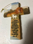 Holy Cross with Lion and Psalm, Vintage Ceramic Christmas Ornament