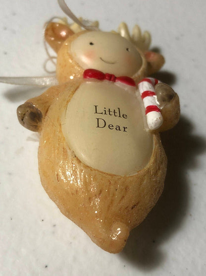 Little Reindeer with Candy Cane, Vintage Christmas Ornament