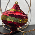 Spectacular Sequined Red & Gold Uniquely Shaped Vintage Christmas Tree Ornament
