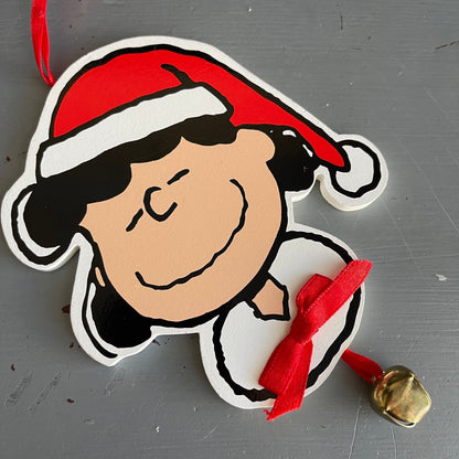 Kurt Adler Peanuts Gang Choice Of Charlie Brown, Lucy, or Woodstock with Metal Jingle Bell Wooden Christmas Ornaments