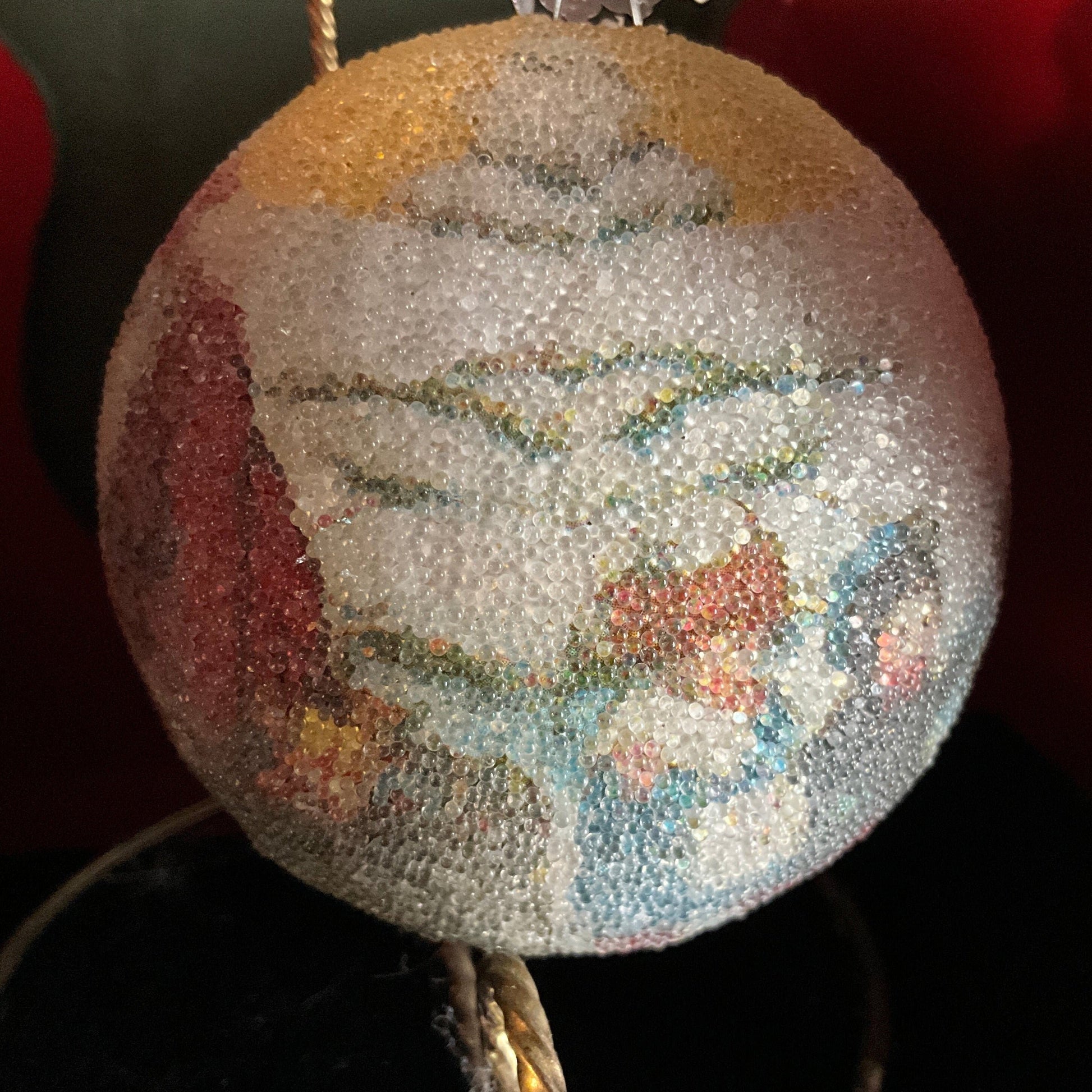 Charming Christmas scene frosted ball ornament