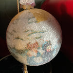 Charming Christmas scene frosted ball ornament