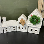 Wonderful white stoneware Christmas village 9f 6 colonial houses*