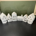 Wonderful white stoneware Christmas village 9f 6 colonial houses*
