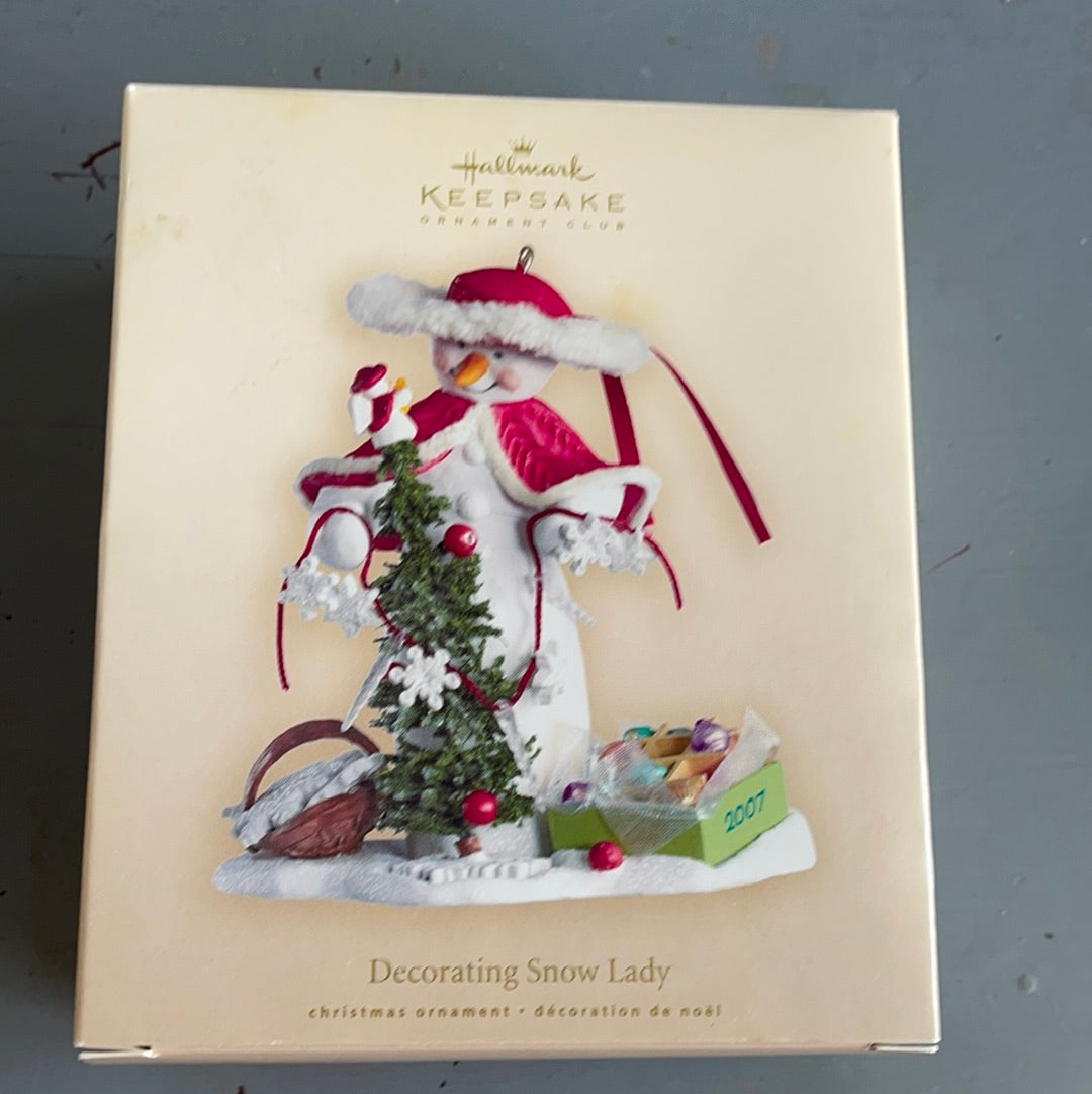 Hallmark Decorating Snow Lady Dated 2007 Keepsake Ornament QXC7003