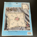 Candamar Designs Roses on Lace Pillow Vintage 1994 Candlewicking kit