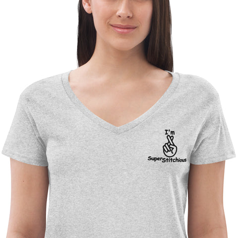 I'm SuperSTICHious Women’s recycled v-neck t-shirt